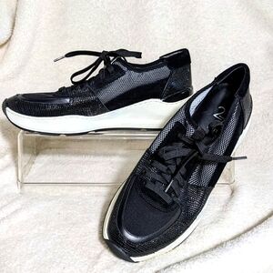 NWOT Women's 27‎ EDIT BEV SNEAKER, Black Mesh & Leather, Athletic, Comfy Sz 8.5